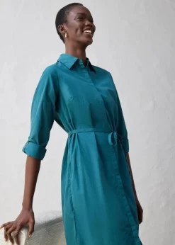 bonprix Kleider|Bekleidung·Pullover & Strickjacken^Hemdblusenkleid mit Seidenanteil pfeffergrün