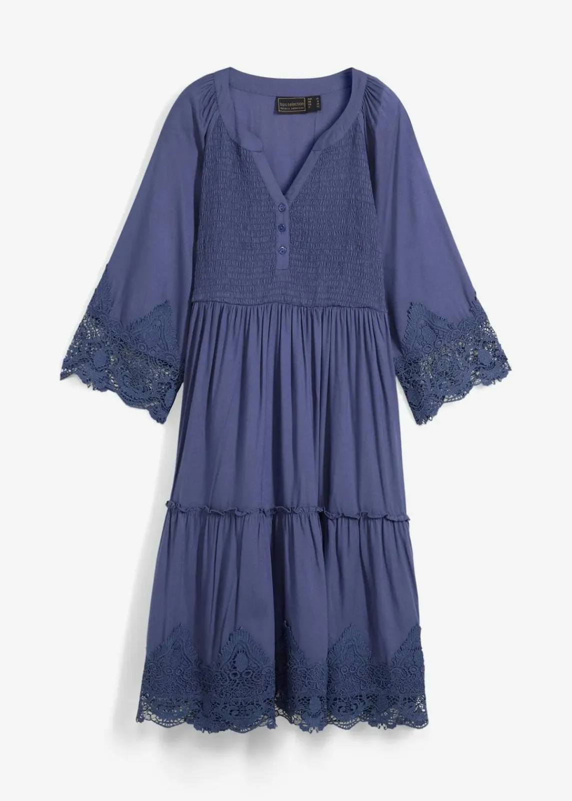 bonprix Bekleidung·Pullover & Strickjacken|Kleider^Hemdblusenkleid mit Spitze indigo