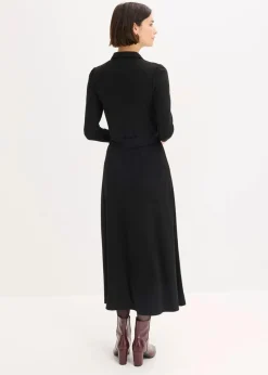 bonprix Kleider|Bekleidung·Pullover & Strickjacken^Hemdblusenkleid mit Viskose schwarz