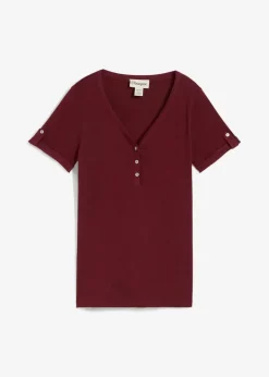 bonprix Bekleidung·Röcke|Basics^Henleyshirt aus reiner Bio-Baumwolle ahornrot