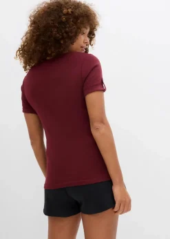 bonprix Bekleidung·Röcke|Basics^Henleyshirt aus reiner Bio-Baumwolle ahornrot