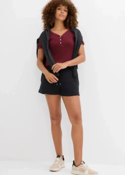 bonprix Bekleidung·Röcke|Basics^Henleyshirt aus reiner Bio-Baumwolle ahornrot
