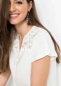 bonprix Shirts & Tops|Nachhaltigere Materialien^Henleyshirt aus Viskose-Mix wollweiß