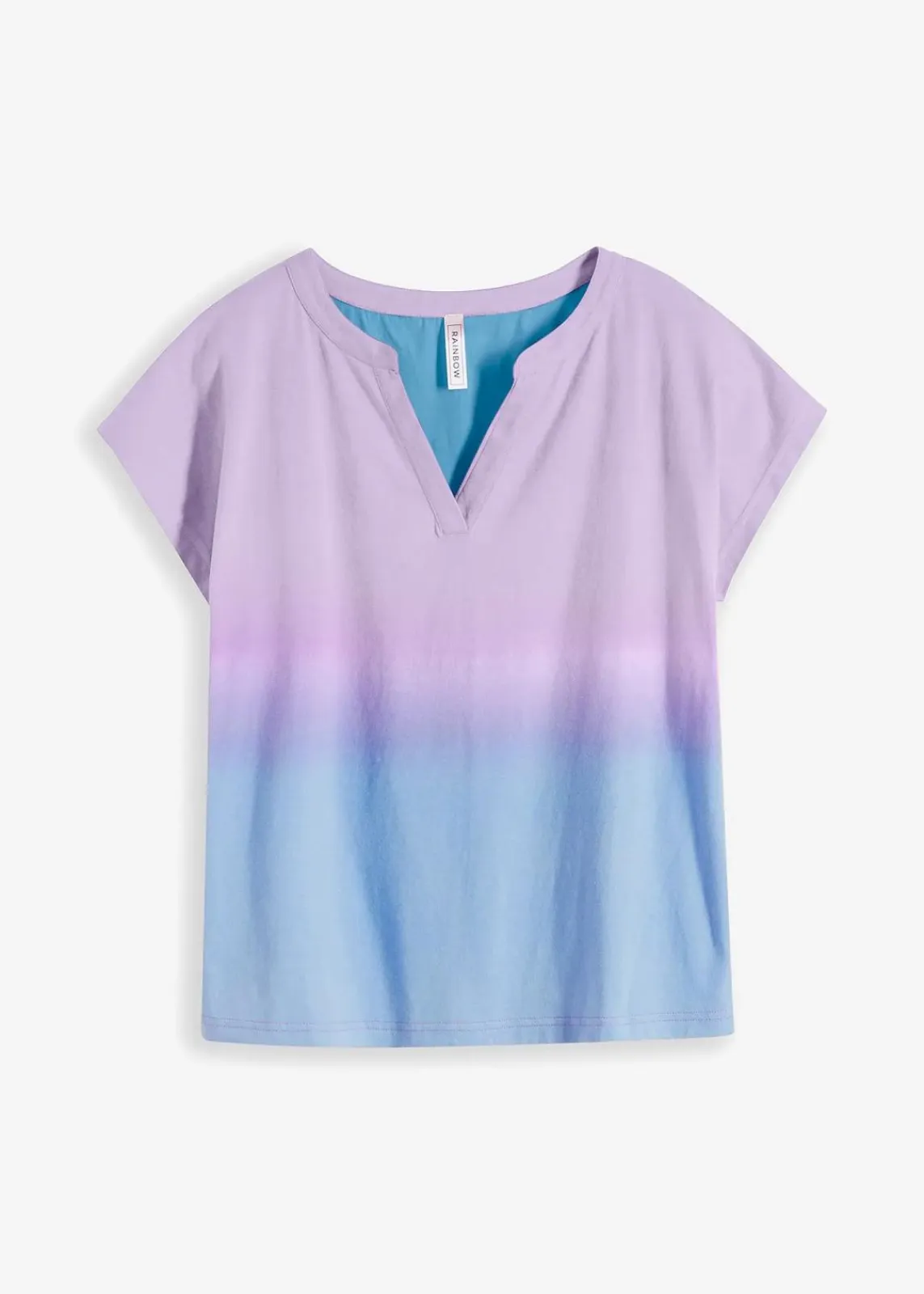 bonprix Shirts & Tops|Nachhaltigere Materialien^Henleyshirt mit Ombré Dye Effekt blau/lila