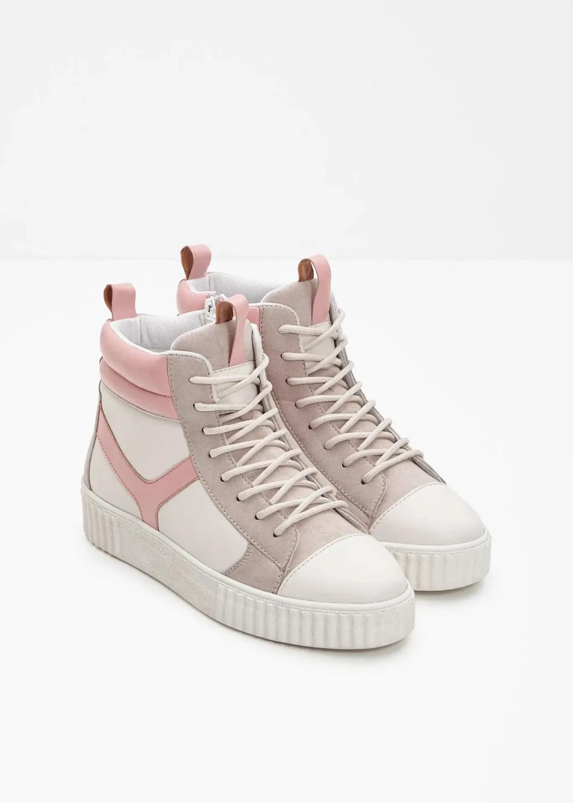 bonprix Sneaker^High-Top-Sneaker wollweiß/hellsand/rosa
