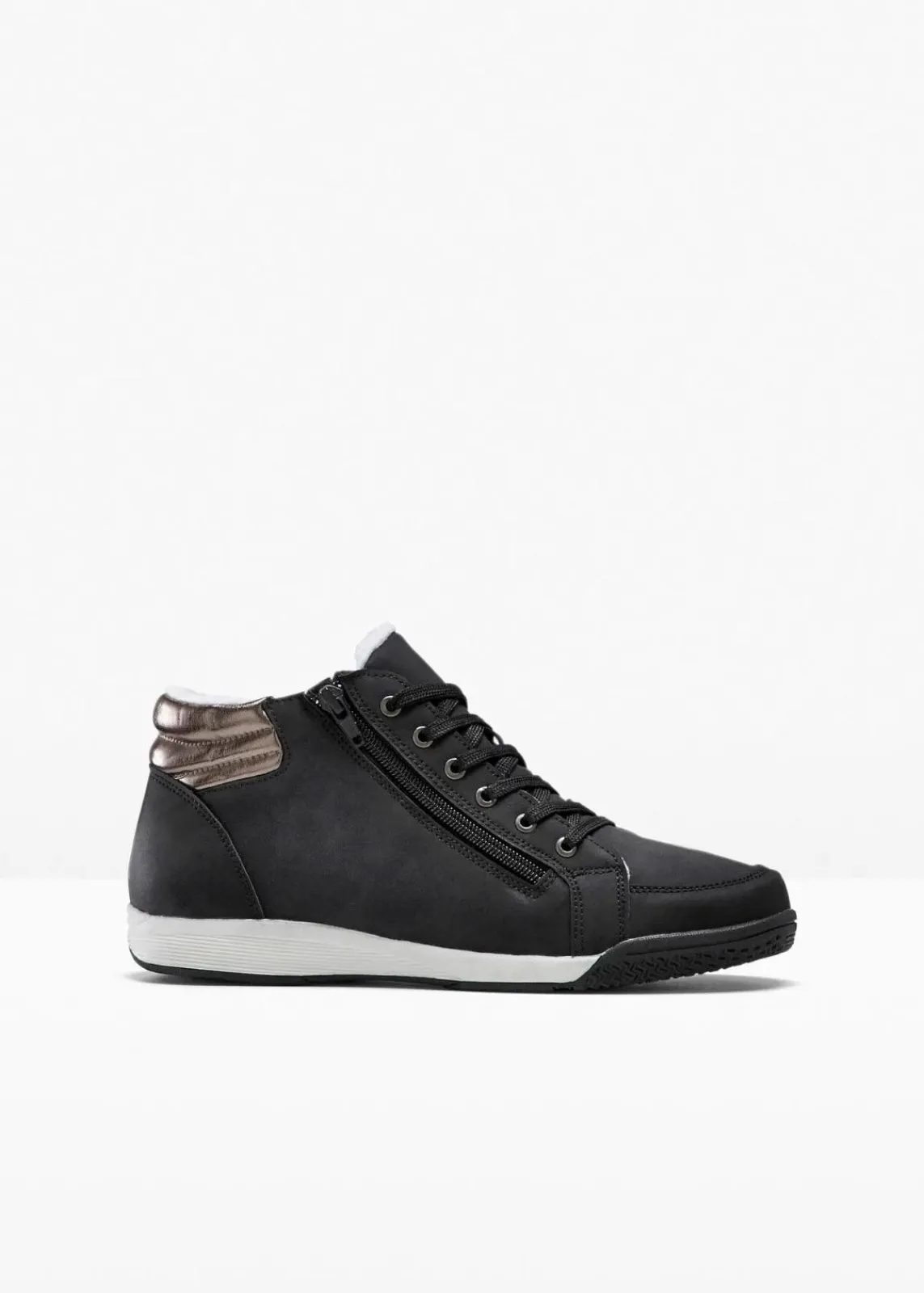 bonprix Gefütterte Winterschuhe|Sneaker^High-Top-Sneaker mit Reißverschluss schwarz