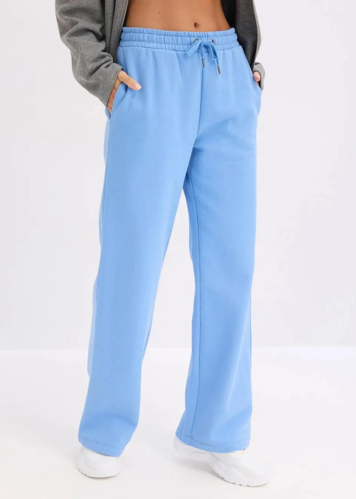 bonprix Hosen|Sweat^Highwaist Jogginghose aus reiner Bio-Baumwolle mittelblau