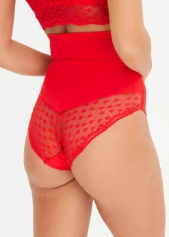 bonprix Wäsche·Shapewear|Wäsche·Höschen^Highwaist Shape Panty mit Herzchenspitze und starker Formkraft erdbeere