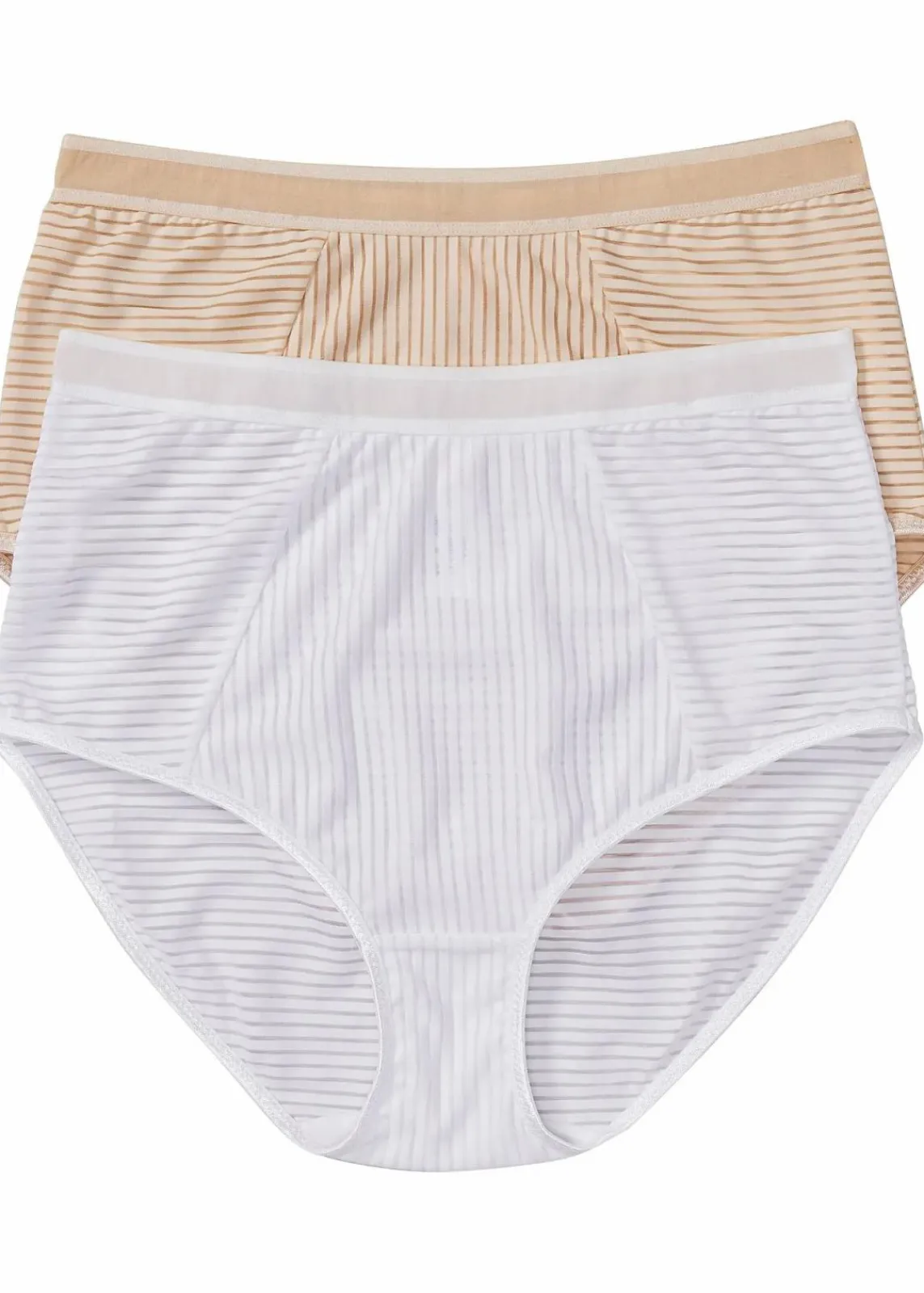 bonprix Höschen|Wäsche·Höschen^Highwaist Slip ( 2er Pack) sandbeige+weiß