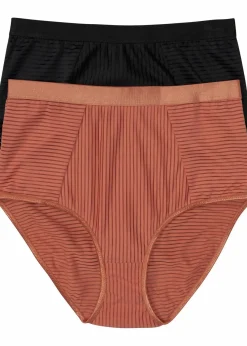 bonprix Wäsche·Höschen|Höschen^Highwaist Slip ( 2er Pack) schwarz + zimt