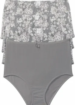 bonprix Wäsche·Baumwollunterwäsche|Wäsche·Höschen^Highwaist Slip (4er Pack) grau bedruckt