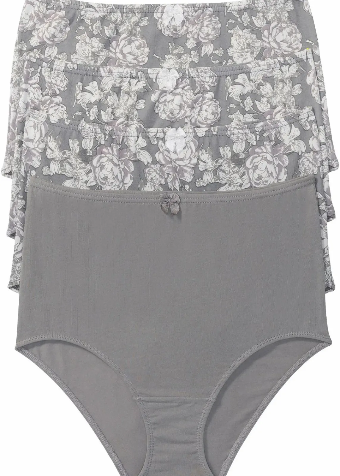 bonprix Wäsche·Baumwollunterwäsche|Wäsche·Höschen^Highwaist Slip (4er Pack) grau bedruckt