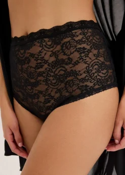 bonprix Nachhaltigere Materialien|Höschen^Highwaist Slip aus Spitze (3er Pack) schwarz+weiß+sandbeige