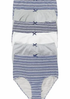 bonprix Höschen|Baumwollunterwäsche^Highwaist Slip (6er Pack) mitternachtsblau gestreift