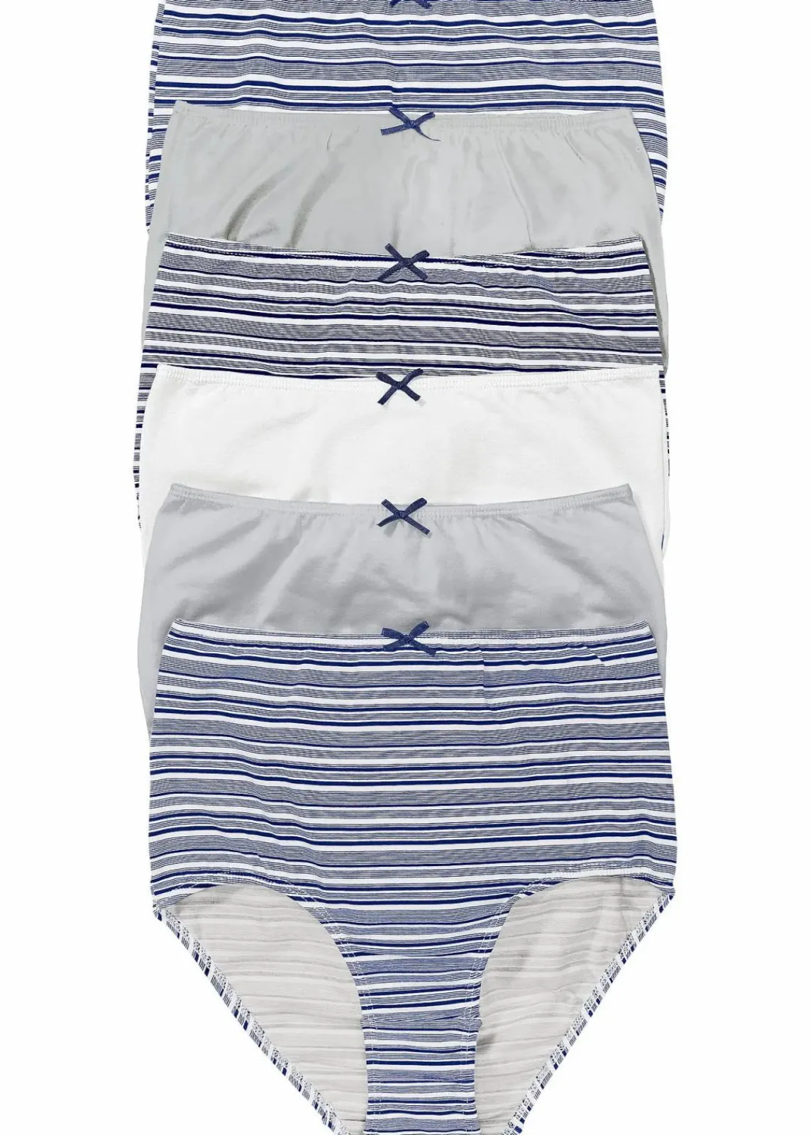 bonprix Höschen|Baumwollunterwäsche^Highwaist Slip (6er Pack) mitternachtsblau gestreift