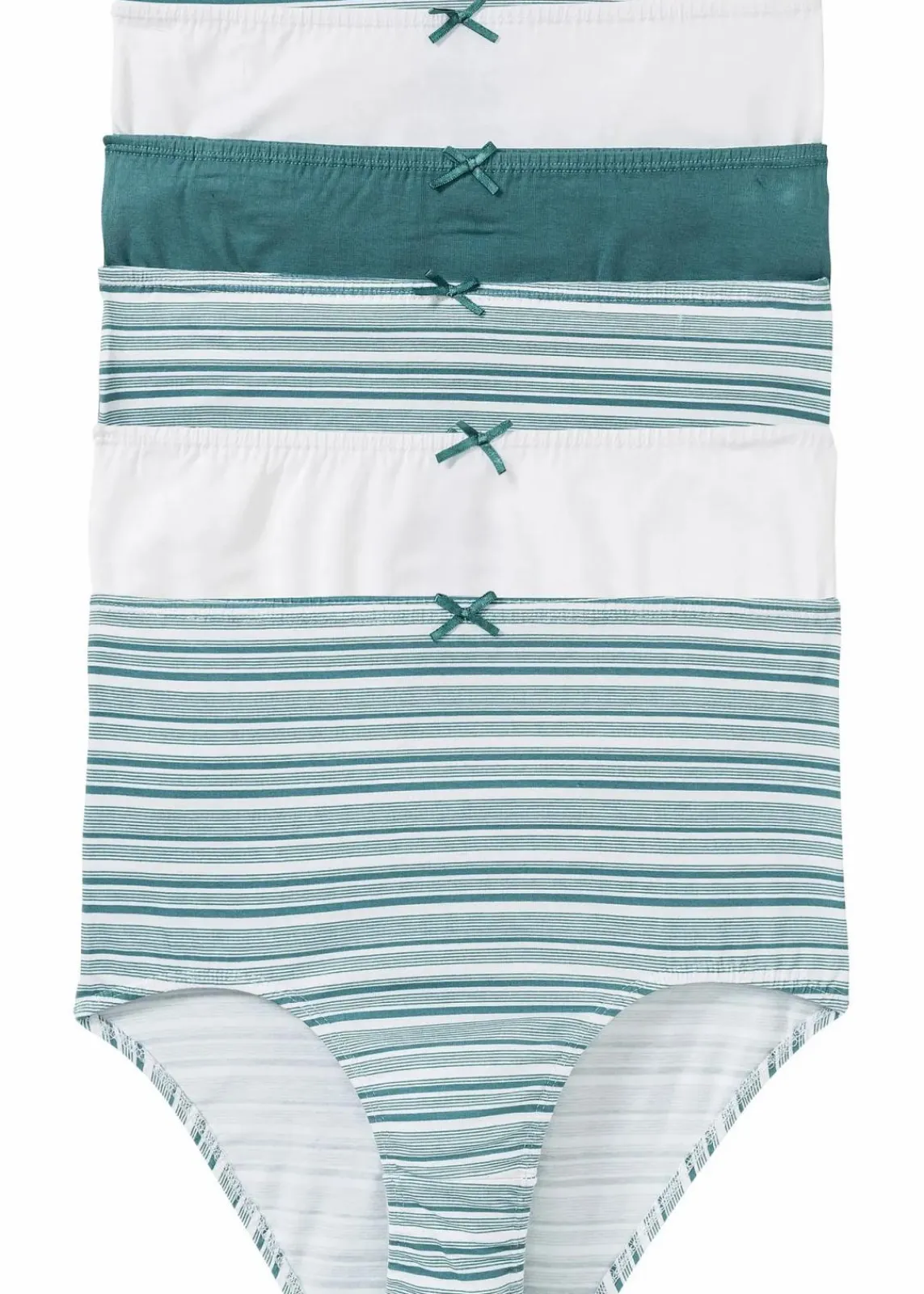 bonprix Höschen|Baumwollunterwäsche^Highwaist Slip (6er Pack) mattkobalttürkis + weiß gestreift