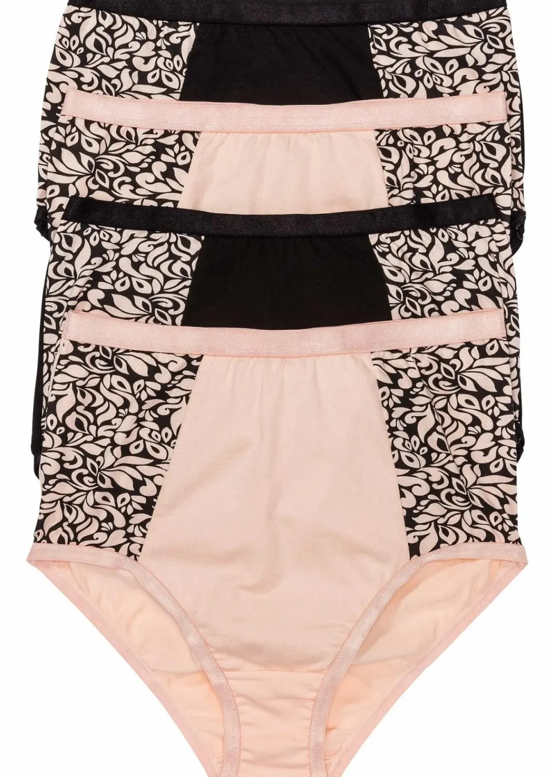 bonprix Wäsche·Baumwollunterwäsche|Wäsche·Höschen^Highwaist Slip mit Bio-Baumwolle (4er Pack) schwarz + perlbeige