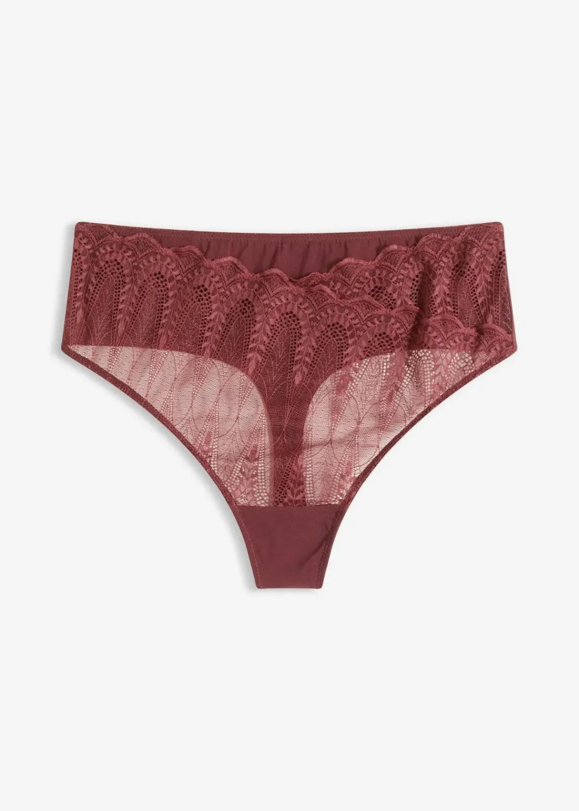 bonprix Wäsche·Dessous|Wäsche·Höschen^Highwaist String mit feiner Spitze burgunderrot