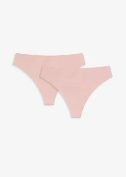bonprix Höschen^Highwaist String mit Glanzeffekt (2er Pack) hellrosa