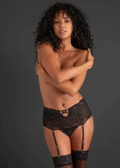 bonprix Wäsche·Erotikwäsche|Erotikwäsche^Highwaist String ouvert mit Strapshalter schwarz