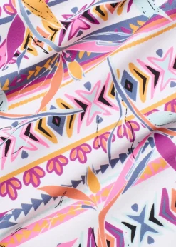 bonprix Nachhaltigere Materialien|Mix & Match^Highwaist-Bikinihose mit hohem Beinausschnitt weiß/lila graphisch