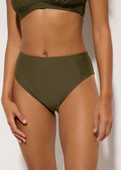bonprix Nachhaltigere Materialien|Bademode·Tankinis^Highwaist-Bikinihose mit hohem Beinausschnitt dunkeloliv