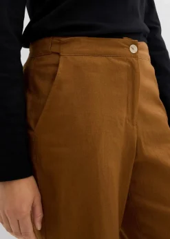 bonprix Nachhaltigere Materialien|Hosen^High-Waist-Hose aus Leinen-Viskose-Mix cognac braun