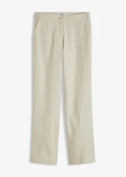 bonprix Nachhaltigere Materialien|Hosen^High-Waist-Hose aus Leinen-Viskose-Mix kieselbeige