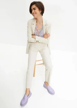 bonprix Nachhaltigere Materialien|Hosen^High-Waist-Hose aus Leinen-Viskose-Mix kieselbeige