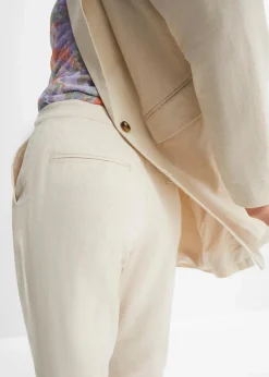 bonprix Nachhaltigere Materialien|Hosen^High-Waist-Hose aus Leinen-Viskose-Mix kieselbeige