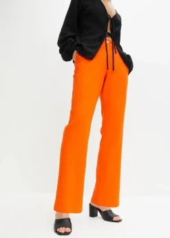 bonprix Nachhaltigere Materialien|Hosen^High-Waist-Hose aus Leinen-Viskose-Mix warmorange