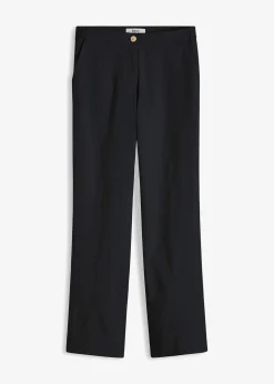 bonprix Bekleidung·Kleider|Hosen^High-Waist-Hose aus Leinen-Viskose-Mix schwarz