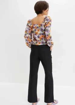 bonprix Bekleidung·Kleider|Hosen^High-Waist-Hose aus Leinen-Viskose-Mix schwarz