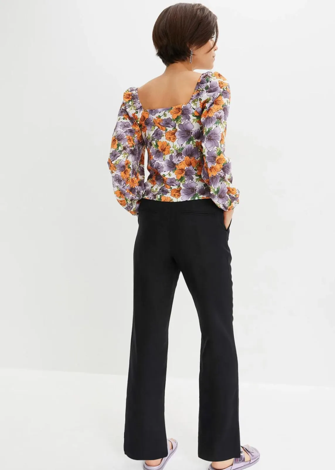 bonprix Bekleidung·Kleider|Hosen^High-Waist-Hose aus Leinen-Viskose-Mix schwarz