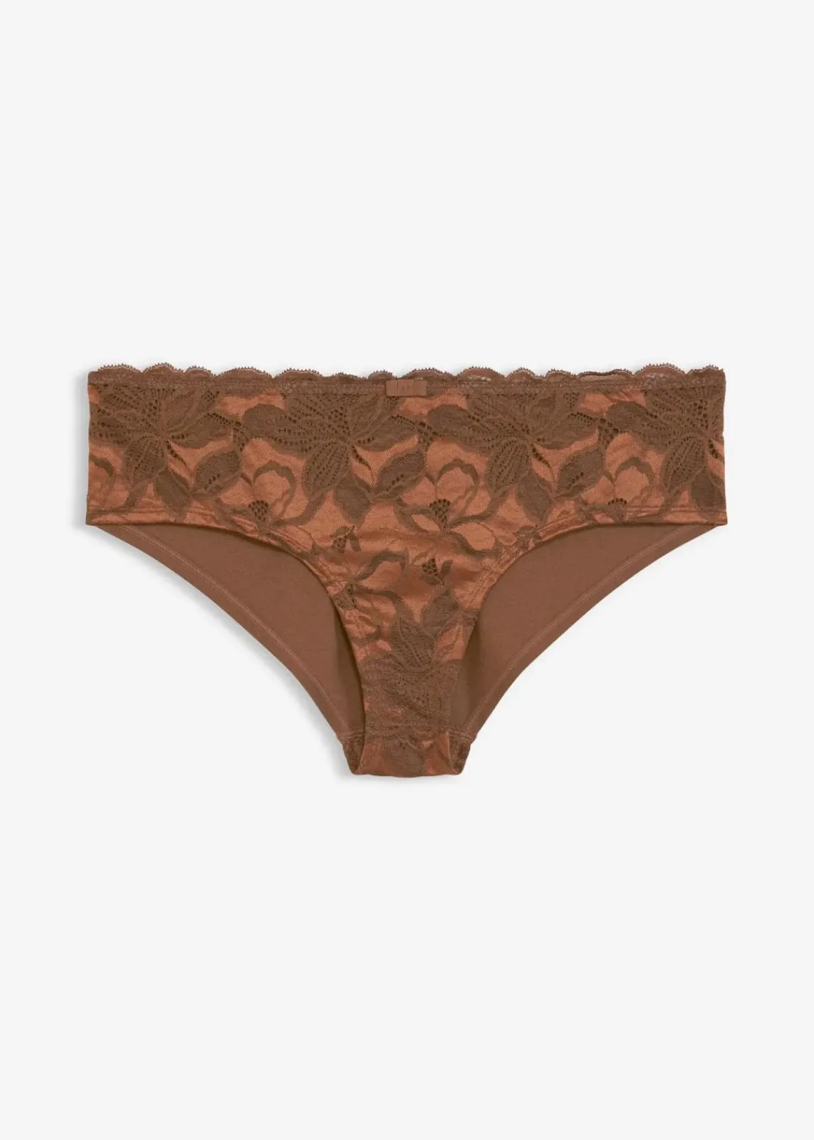 bonprix Wäsche·Dessous|Wäsche·Höschen^Hipster aus zweifarbiger Spitze lehmbraun/schokosorbet