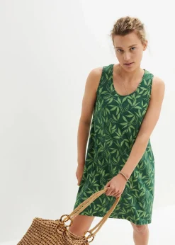 bonprix Nachhaltigere Materialien^Hänger-Kleid aus Bio-Baumwolle dunkelgrün/selleriegrün bedruckt