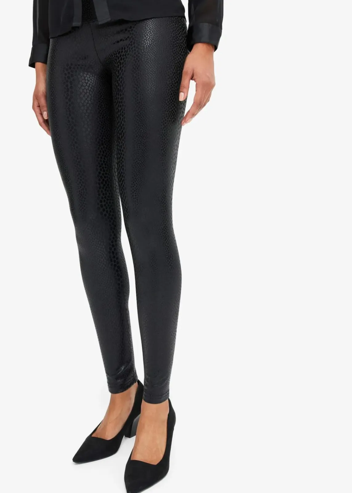 bonprix Kurzgrößen|Bekleidung·Kleider^Hochglänzende Lederimitat-Leggings schwarz