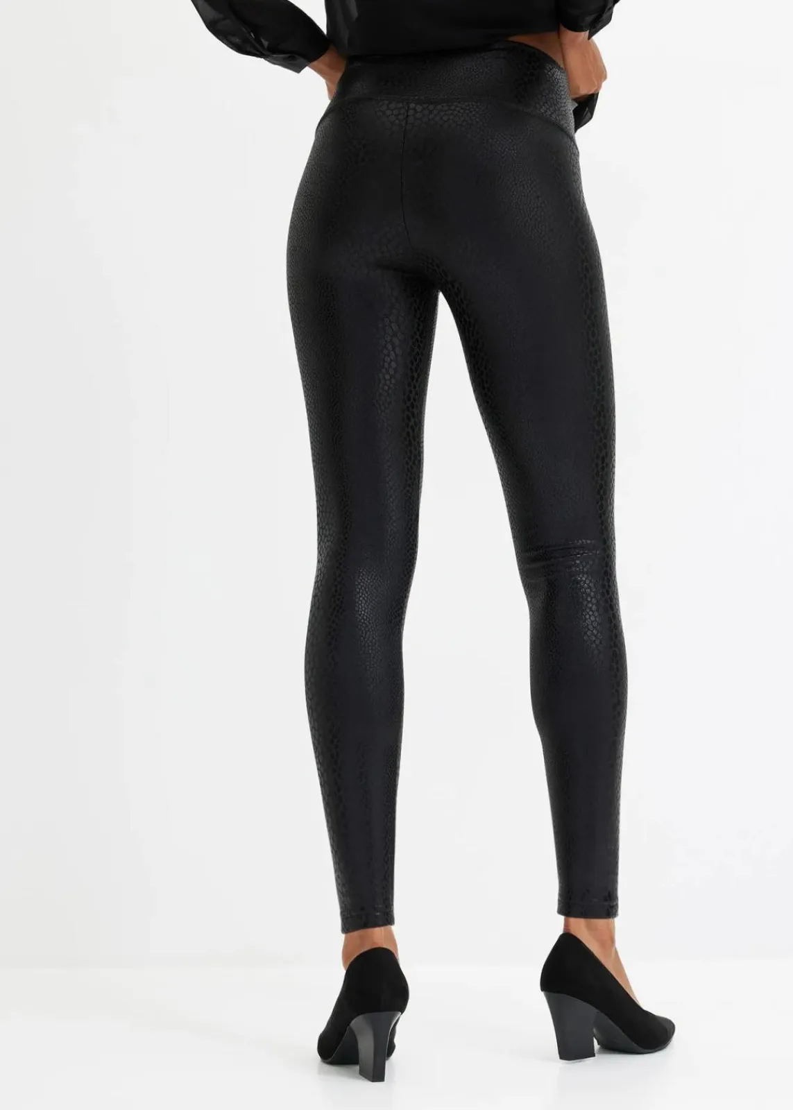 bonprix Kurzgrößen|Bekleidung·Kleider^Hochglänzende Lederimitat-Leggings schwarz