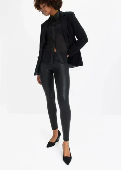 bonprix Kurzgrößen|Bekleidung·Kleider^Hochglänzende Lederimitat-Leggings schwarz