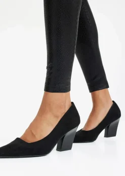 bonprix Kurzgrößen|Bekleidung·Kleider^Hochglänzende Lederimitat-Leggings schwarz