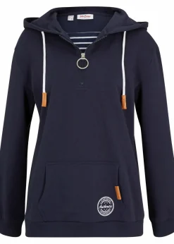 bonprix Bekleidung·Blusen & Tuniken|Sweat^Hoodie aus Baumwoll-Mix dunkelblau