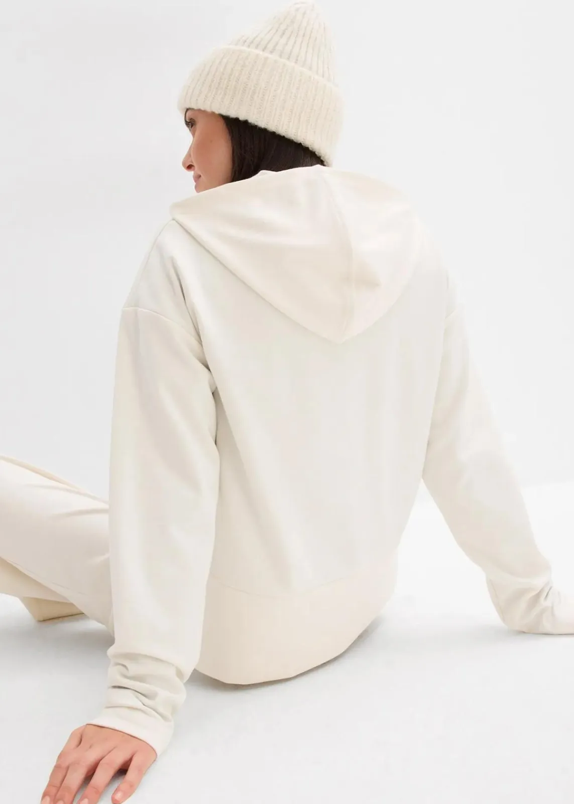 bonprix Sweat|Bekleidung·Blusen & Tuniken^Hoodie aus bequemen Punto di Roma perlweiß