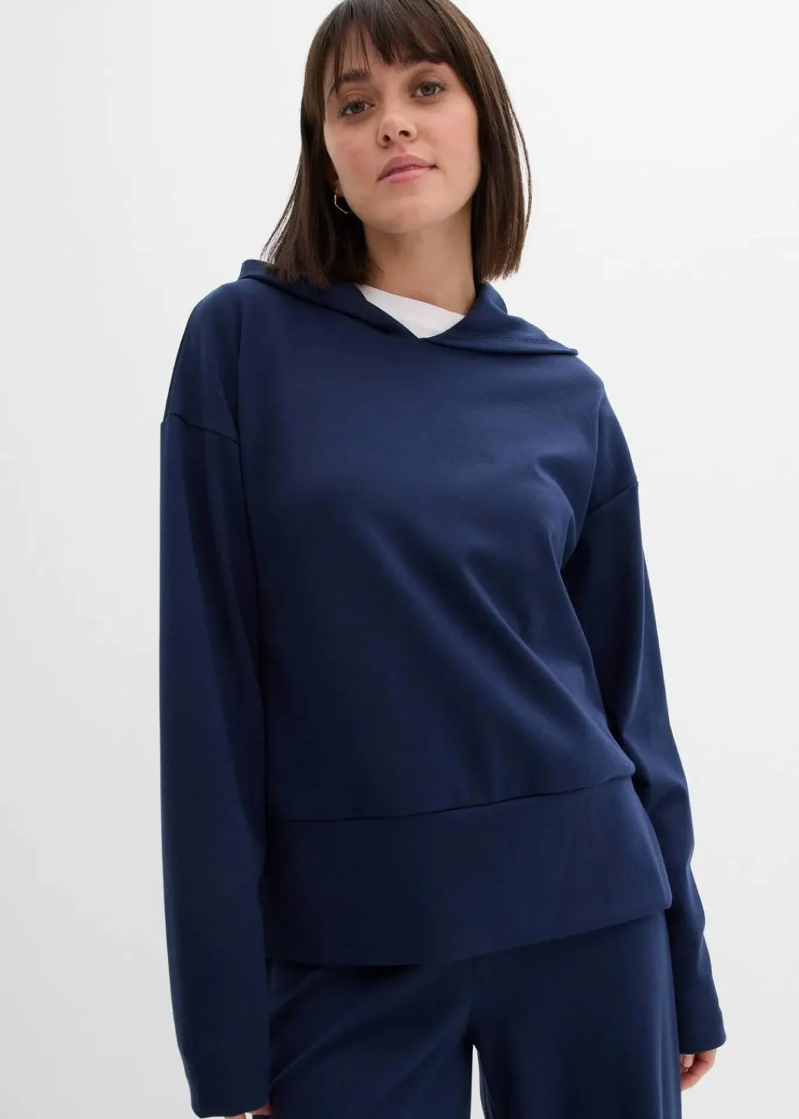 bonprix Bekleidung·Blusen & Tuniken|Sweat^Hoodie aus bequemen Punto di Roma dunkelblau