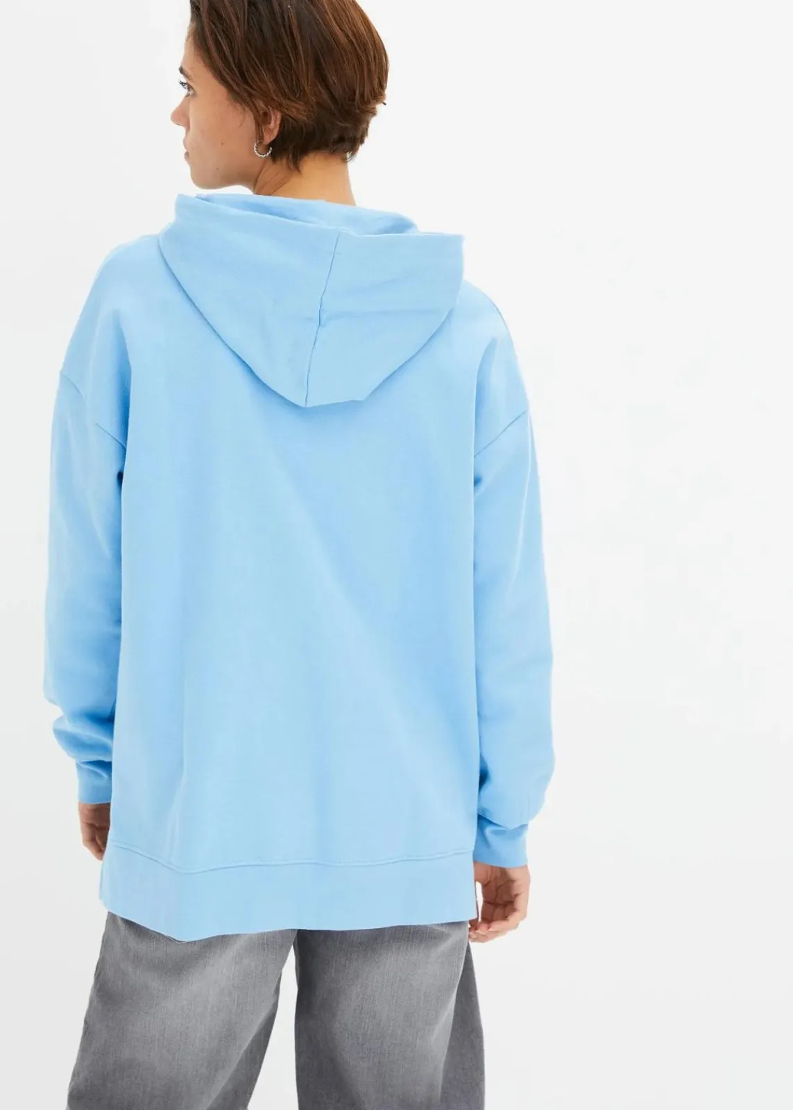 bonprix Bekleidung·Blusen & Tuniken|Sweat^Hoodie aus reiner Baumwolle babyblau