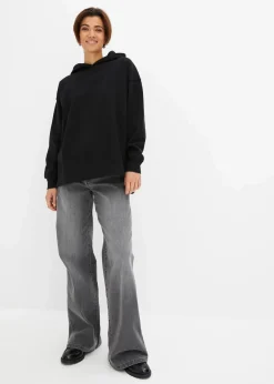 bonprix Sweat|Bekleidung·Blusen & Tuniken^Hoodie aus reiner Baumwolle schwarz