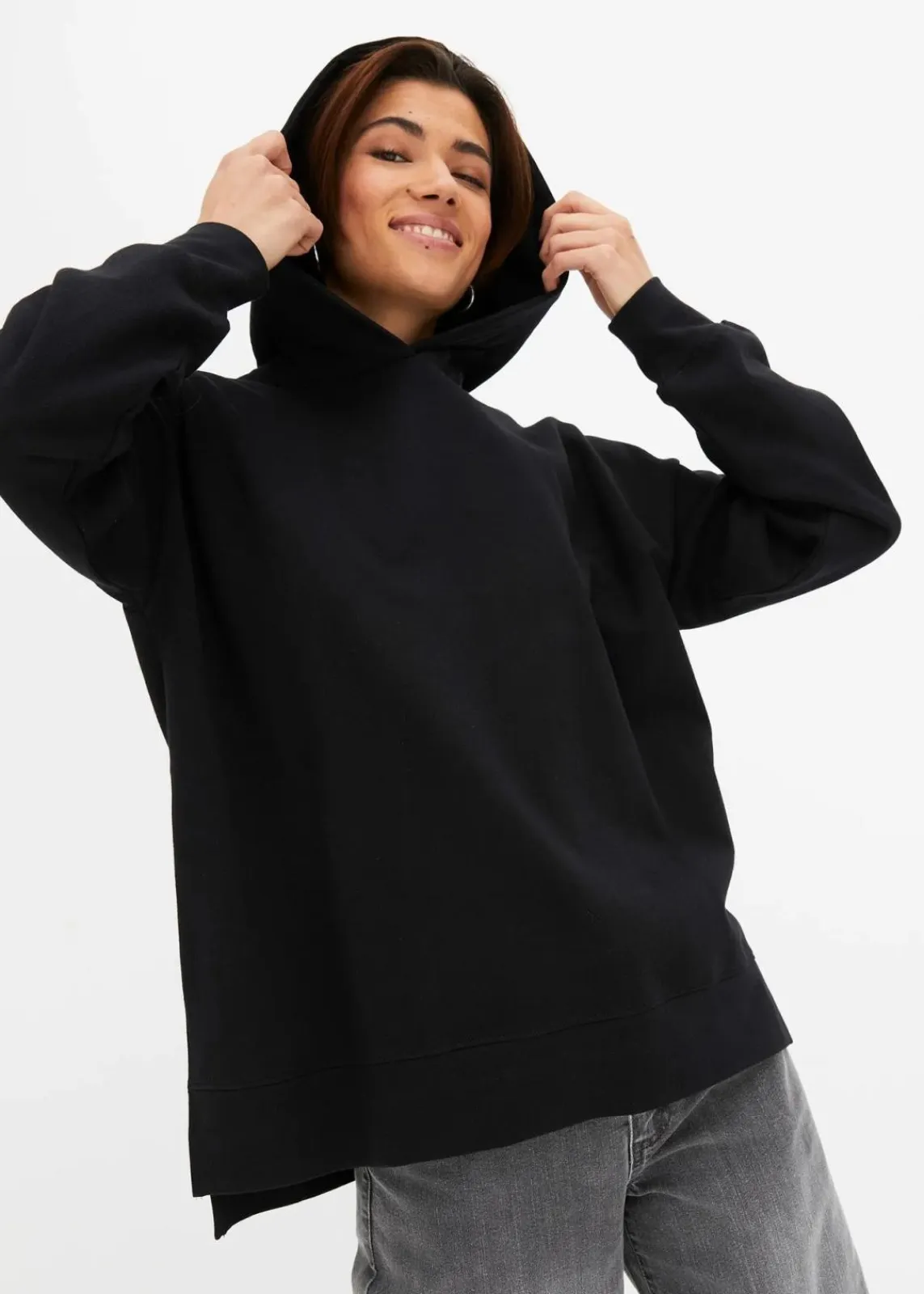 bonprix Sweat|Bekleidung·Blusen & Tuniken^Hoodie aus reiner Baumwolle schwarz