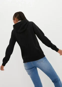 bonprix Bekleidung·Röcke|Bekleidung·Blusen & Tuniken^Hoodie aus reiner Bio-Baumwolle schwarz/salbeigrün