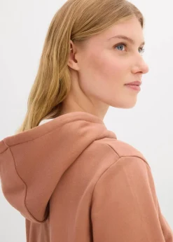 bonprix Sweat|Basics^Hoodie aus reiner Bio-Baumwolle schokosorbet/wollweiß