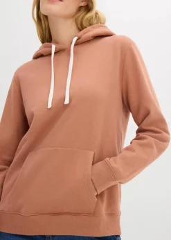 bonprix Sweat|Basics^Hoodie aus reiner Bio-Baumwolle schokosorbet/wollweiß