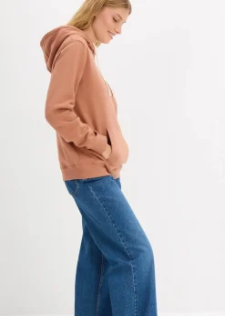 bonprix Sweat|Basics^Hoodie aus reiner Bio-Baumwolle schokosorbet/wollweiß